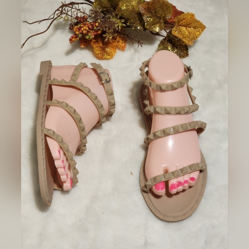 Studded Tan Sandals - Picture 2 of 5